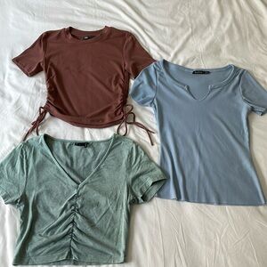 Set of 3 Zara Cropped Short Sleeve Shirt Size M - Zara, ASOS, and Boohoo